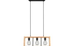 Agra Takpendel 3-delad E27 matt svart/trä