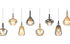 Aldea Takpendel 8 st 115cm E14 bärnsten/förkromad