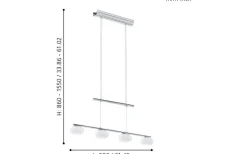 Aleandro Taklampa 80cm LED 3000K 4x4,5W Krom