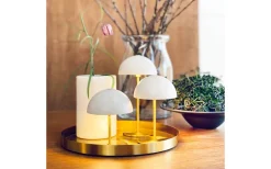 Along Uppladdningsbar Bordslampa 12/20cm 3 styck + Bricka Beige/Mässing