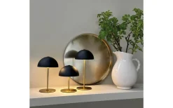 Along Uppladdningsbar Bordslampa 12/20cm 3 styck + Bricka Svart/Mässing