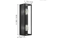 Amezola 2L Vägglampa Svart IP44