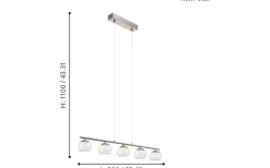 Ascolese Taklampa 90cm LED 3000K 5x3,3W Nickel