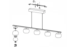 Ascolese Taklampa 90cm LED 3000K 5x3,3W Nickel
