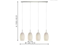 Batista Taklampa 102cm Nickel/Vit