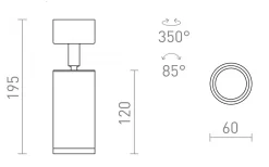 Belenos Takspotlight 6cm Vit