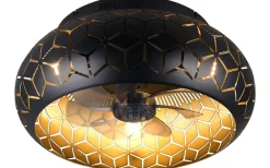 Bidar Takfläkt 50cm 3xE27 matt svart/guld