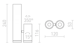 Bogard Twin Takspotlight Matt nickel LED 2x5W 3000K