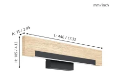 Camacho Vägglampa 44cm LED 3000K 8,5W Svart/Ek