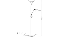 Cannes Golvlampa 1,8m LED 3000K 25W+5W Dimbar Svart/Krom