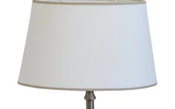 Carolin Oval Lampskärm 25cm Vit, Sandfärgat Band