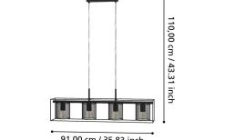 Catterick Taklampa 91cm Svart