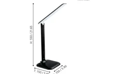 Caupo Skrivbordslampa 32cm LED 3000/5000/6500K 2,1W Svart