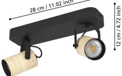 Cayuca Takspotlight 28cm GU10 LED 3000K 2x3W Svart