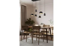 Chiraz Takpendel 6-delad E27 mattsvart/mattmässing