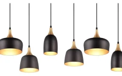 Chiraz Takpendel 6-delad E27 mattsvart/mattmässing