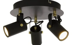 Cilindro Takspotlight 29cm LED 3x6W 3000K Svart/Matt Mässing