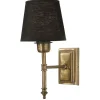 Classic Vägglampa Antikmässing med Lampskärm Mia Svart