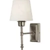 Classic Vägglampa Antiksilver med Lampskärm Mia Offwhite