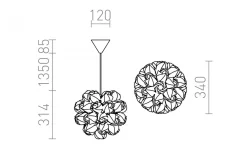 Coco Taklampa Vit 34cm E27