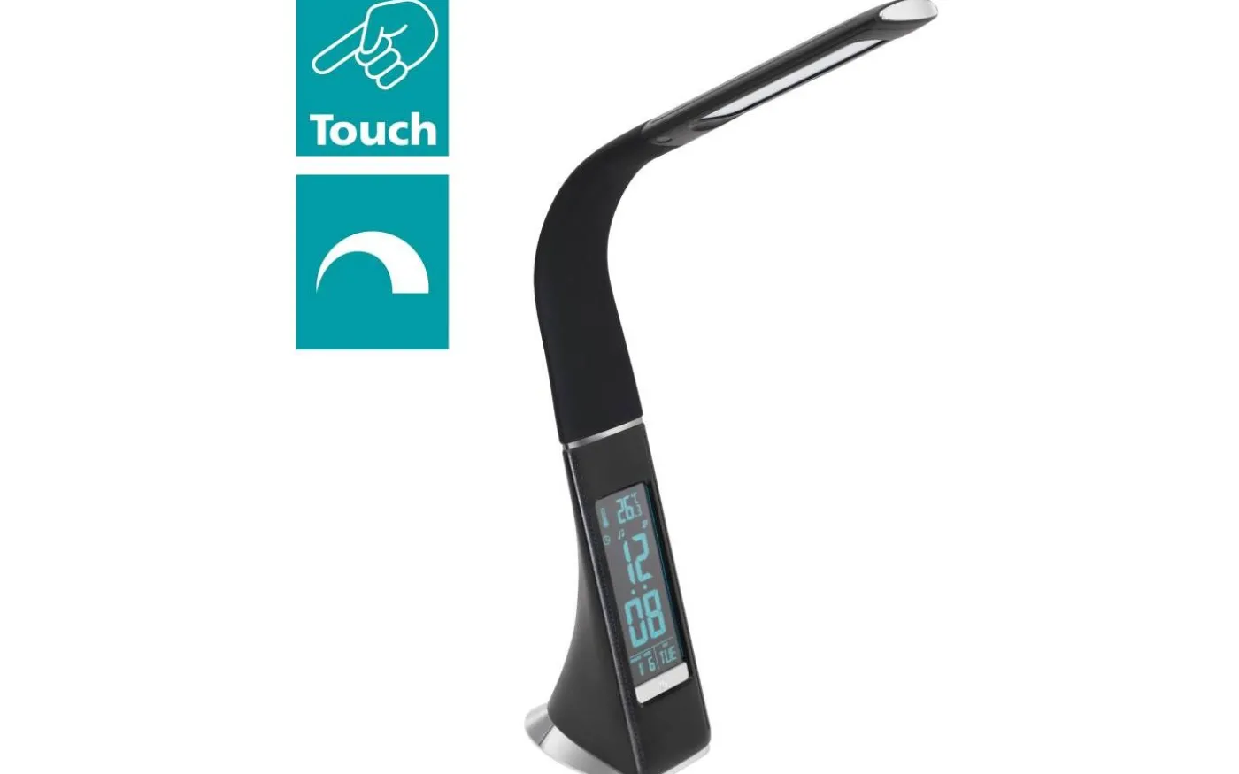 Cognoli Skrivbordslampa med Klocka 51cm LED 5000K 4,4W Svart