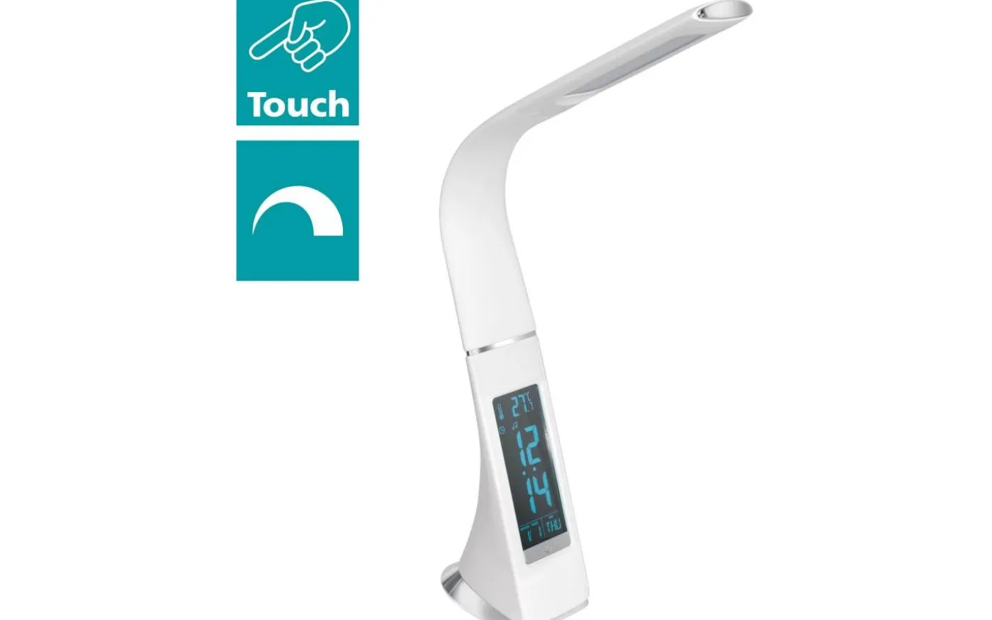 Cognoli Skrivbordslampa med Klocka 51cm LED 5000K 4,4W Vit