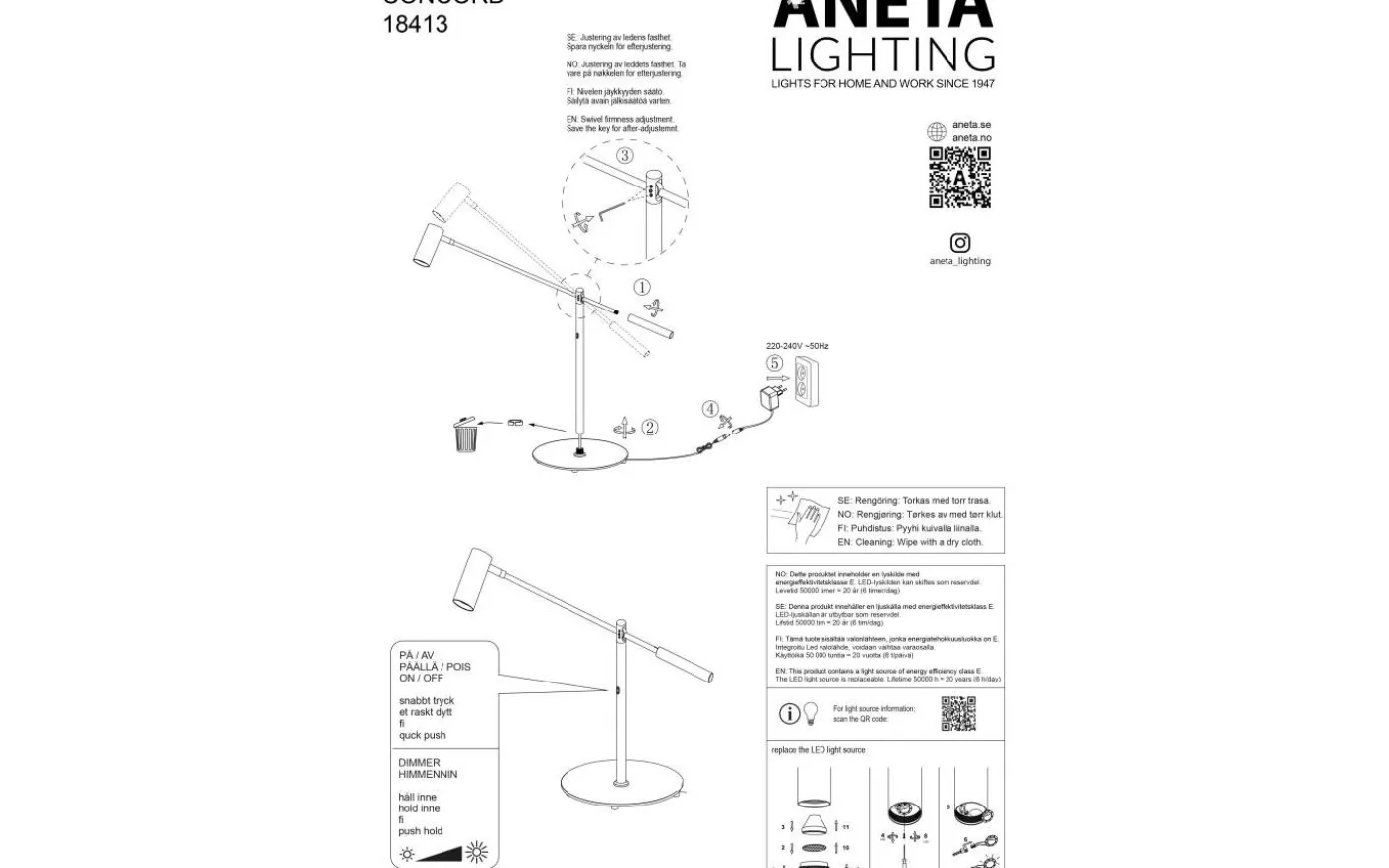 Concord Skrivbordslampa 58cm LED 8,5W 3000K Svart