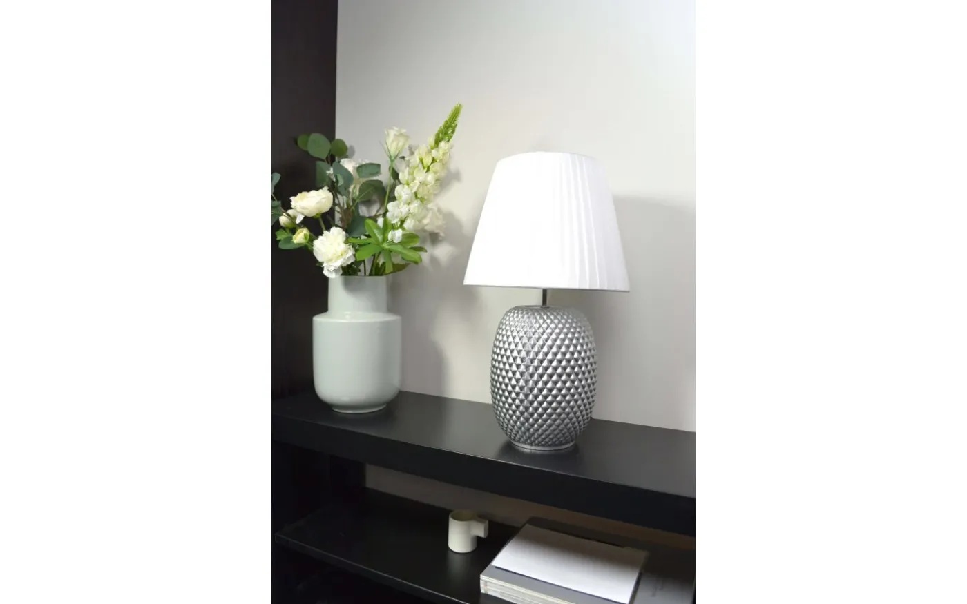 Cornelia Bordslampa 42cm Silver/Vit