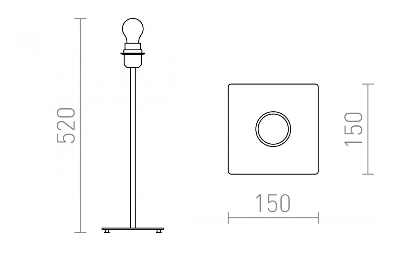 Cortina Lampfot 44cm E27 Grå