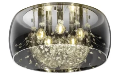 Crystal Plafond 50cm 5xE14 krom/rökfärgat glas