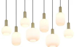 Diva Takpendel 8-delad E27 matt mässing/vit