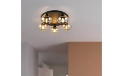 Divina Plafond 5-delad E14 matt svart/bärnsten