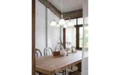 Dobby Takpendel 5-delad E27 borstad stål/alabaster