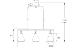 Dublin Taklampa 76cm Svart/Matt Mässing
