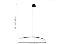 Egidonella Taklampa 90cm LED 3000K 20W Svart/Vit