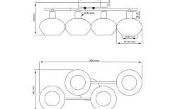 Elba Plafond 60cm Matt Mässing/Opalvit IP44