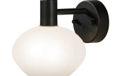 Elba Vägglampa Svart/Opalvit IP44