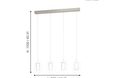 Enaluri Taklampa 88cm LED 3000K 4x5,4W Matt Nickel