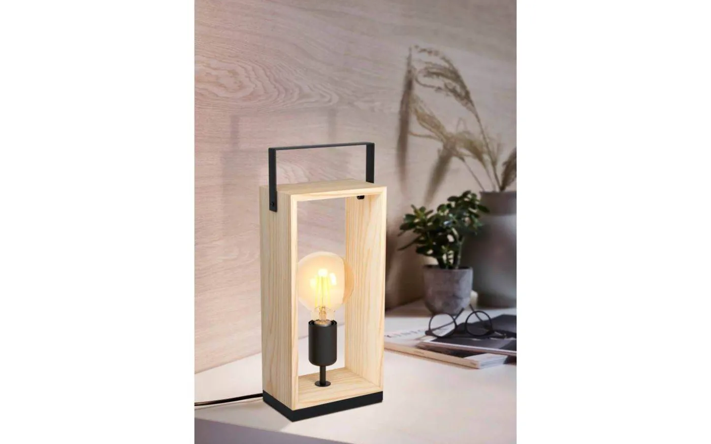 Famborough Bordslampa 40cm Trä/Svart