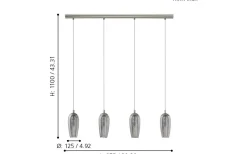 Farsala Taklampa 98cm G9 LED 3000K 4x3W Nickel