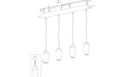 Farsala Taklampa 98cm G9 LED 3000K 4x3W Nickel