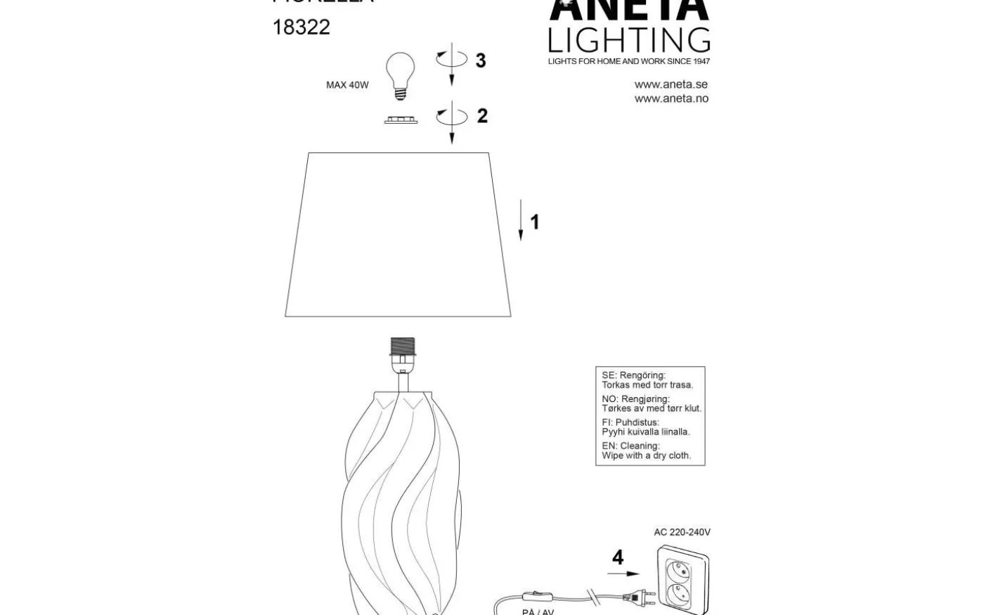 Fiorella Bordslampa 65cm Beige/Naturvit