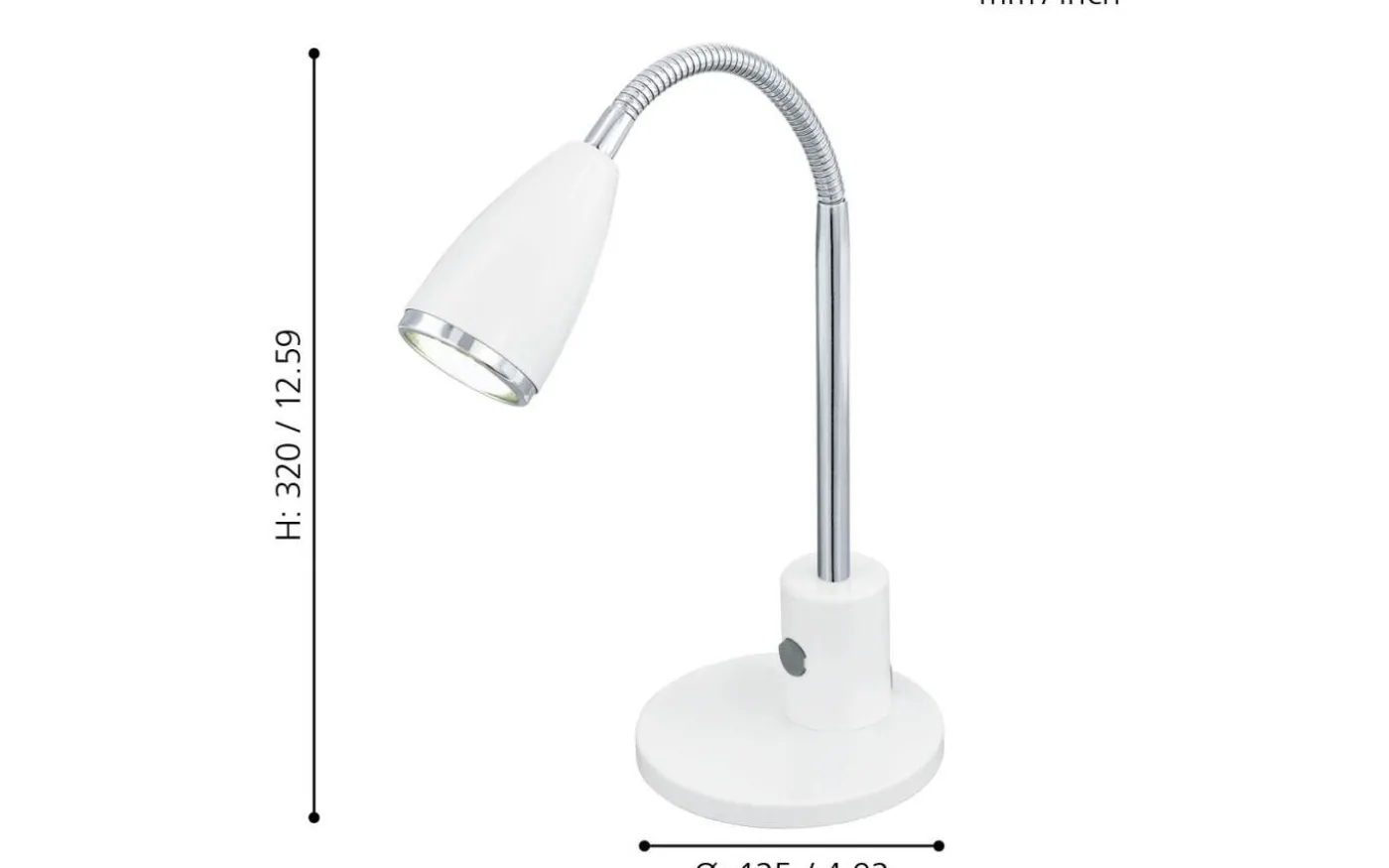Fox Skrivbordslampa 32cm GU10 LED 3000K 3W Vit