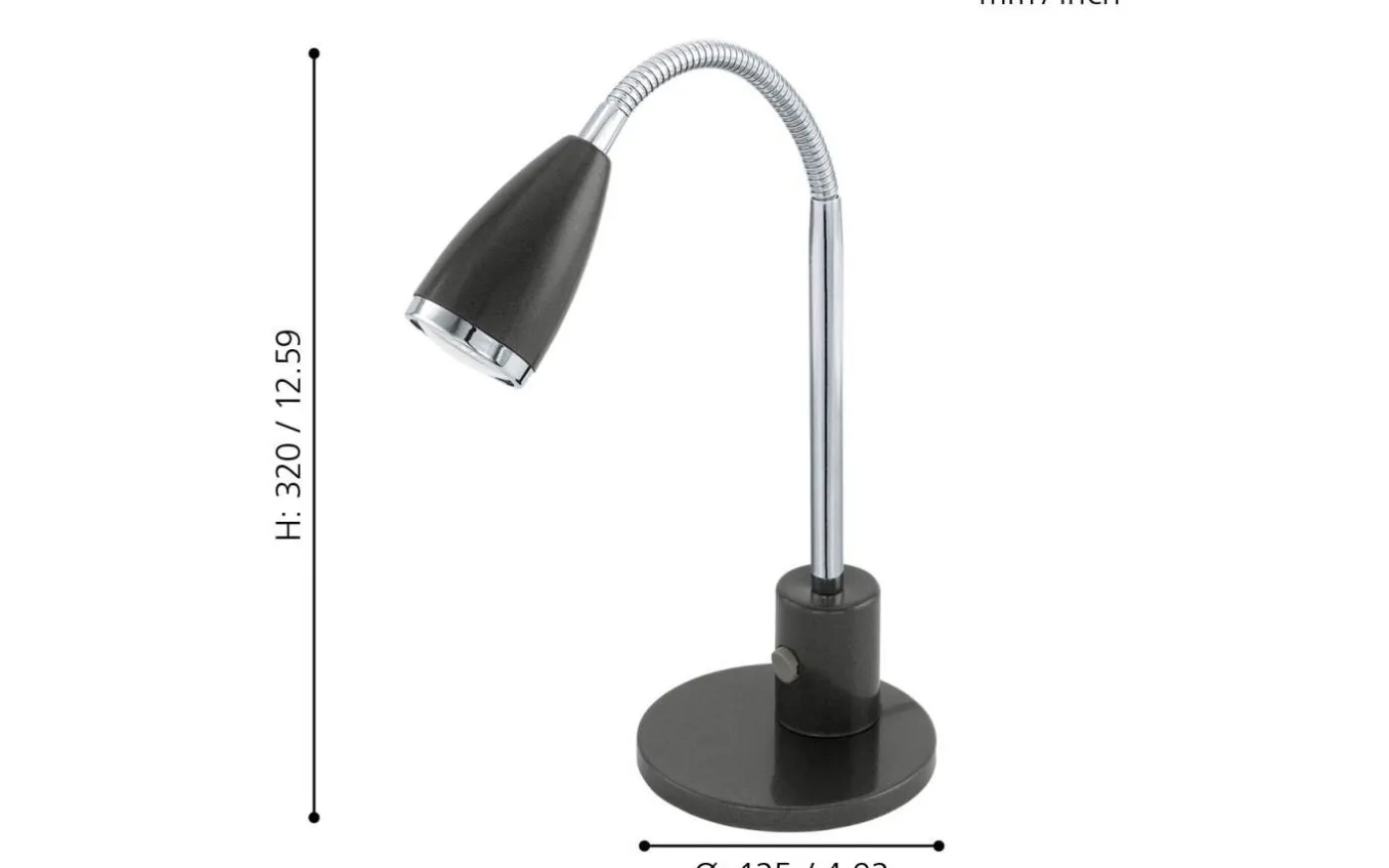 Fox Skrivbordslampa 32cm GU10 LED 3000K 3W Svart