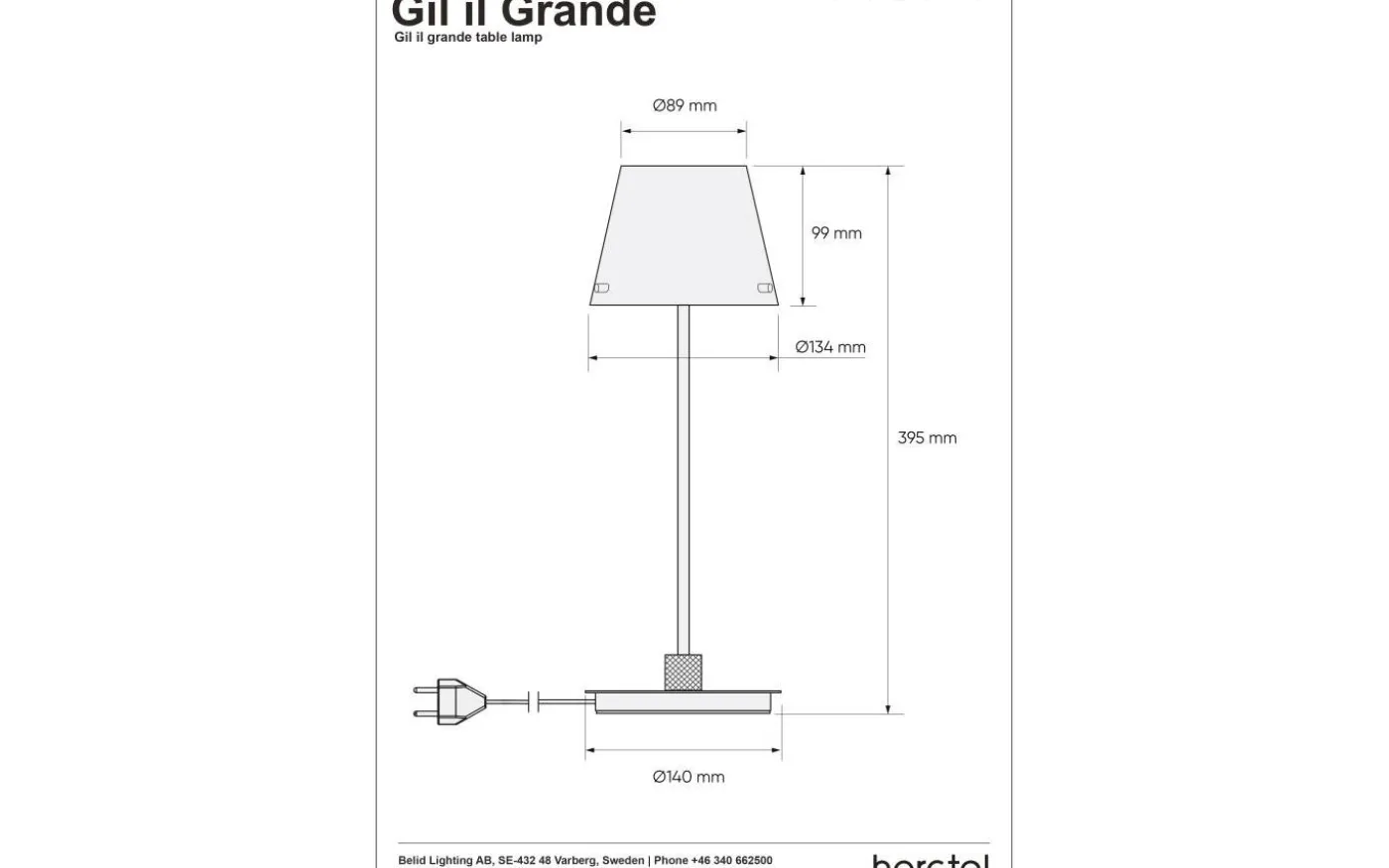 Gil Il Grande Bordslampa 40cm Satin Mässing