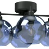 Gloria Plafond 46cm 4L Svartstruktur/Blått Glas