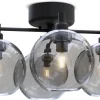 Gloria Plafond 46cm 4L Svartstruktur/Rökfärgat Glas