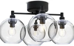 Gloria Plafond 46cm 4L Svartstruktur/Klart Glas