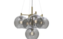 Gloria Taklampa 68cm 5L Mässing/Rökfärgat Glas