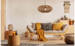 Hedda Takpendel 52cm E27 matt svart/sisal